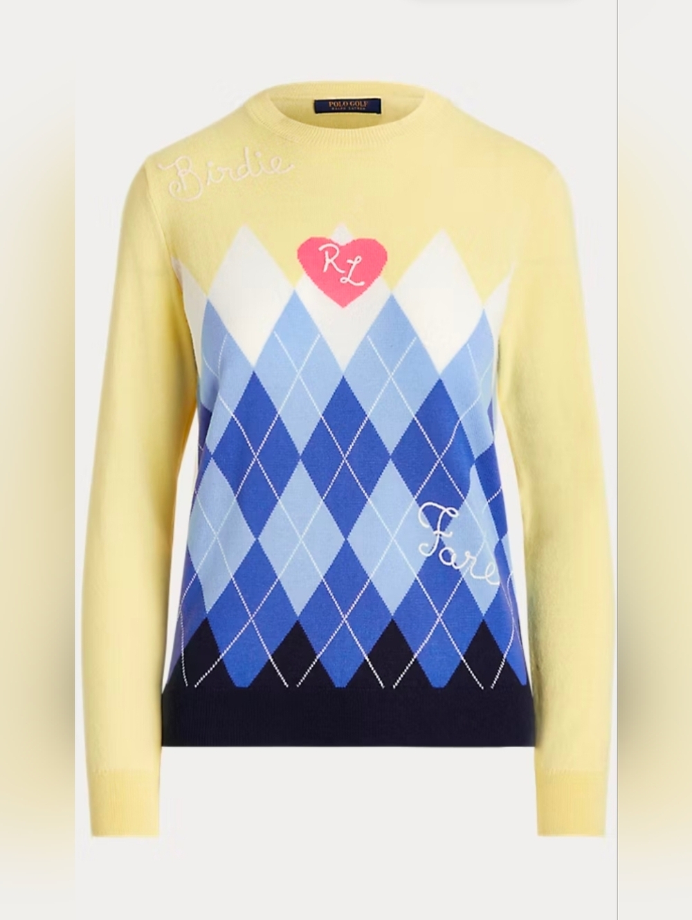 NWT Polo Ralph Lauren Golf Pullover in Yellow Argyle Cashmere-Blend Sweater S - Picture 2 of 9